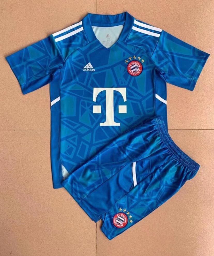 Kids-Bayern Munich 22/23 GK Blue Soccer Jersey